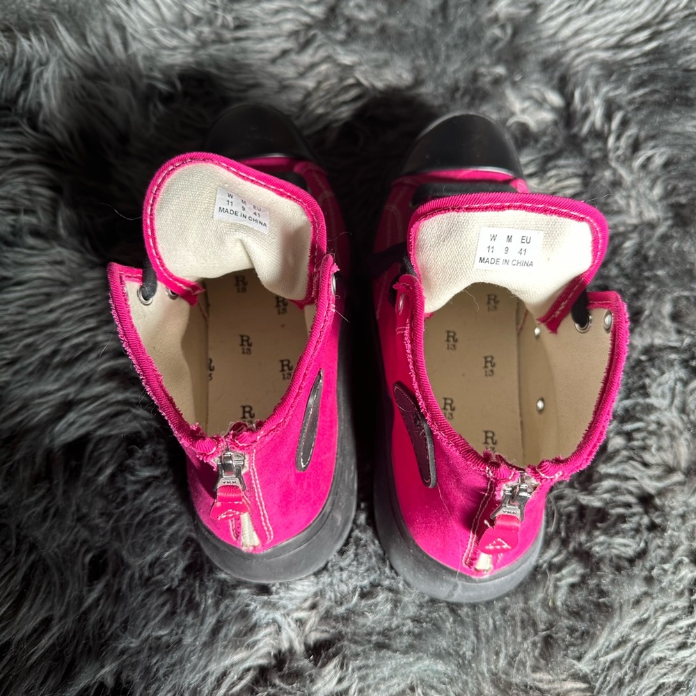 R13 Fuchsia and Black High-Top Sneakers - Picture 3 of 3